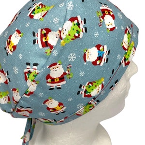Christmas Scrub Cap, Men’s Surgical Scrub Cap, Tie Back Scrub Cap, Unisex Scrub Cap, Santa Scrub Cap