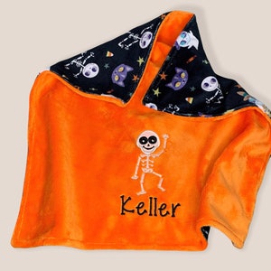 Halloween Skeleton Lovey Blanket, Minky Lovey Blanket, Security Baby Blanket, Boy/Girl Lovey, Baby Gift, Personalized Lovey
