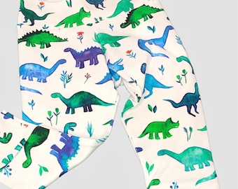 Dinosaur Leggings, Organic Cotton Knit Leggings, Dino Baby Clothes,  Winter Baby Leggings, Boy Baby Leggings