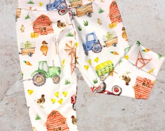 Farm Baby Leggings, Organic Cotton Knit Leggings, Girl Leggings, Farm Baby Clothes, Summer Baby Leggings, Boy Baby Legging