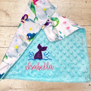 Minky Security Lovey Blanket Mermaid Baby Tag Blankie Etsy