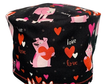 Valentine’s Day Scrub Cap, Dogs And Cats Scrub Cap, Surgical Scrub Cap