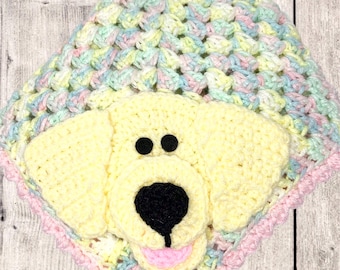 Dog Lovey Blanket, Crochet Lovey Blanket, Lovey Blanket, Security Baby Blanket, Girl Lovey, Baby Gift, Lovie