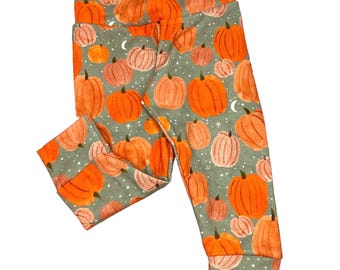 Pumpkin Leggings, Fall Leggings, Organic Cotton Knit Leggings, Boy Baby Leggings, Girl Leggings, Toddler Leggings