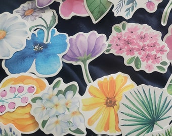 Floral Stickers Assorted Flower Arrangement Waterproof Stickers for Poster 30 Bundle Sticker Pack Vinyl