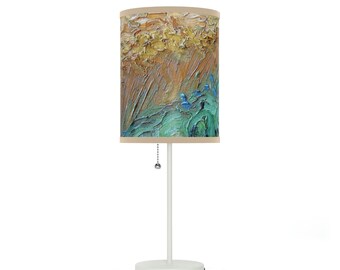 Table Lamp - Abstract Paint Strokes -  Office Desk Lamp Silver or White Stand