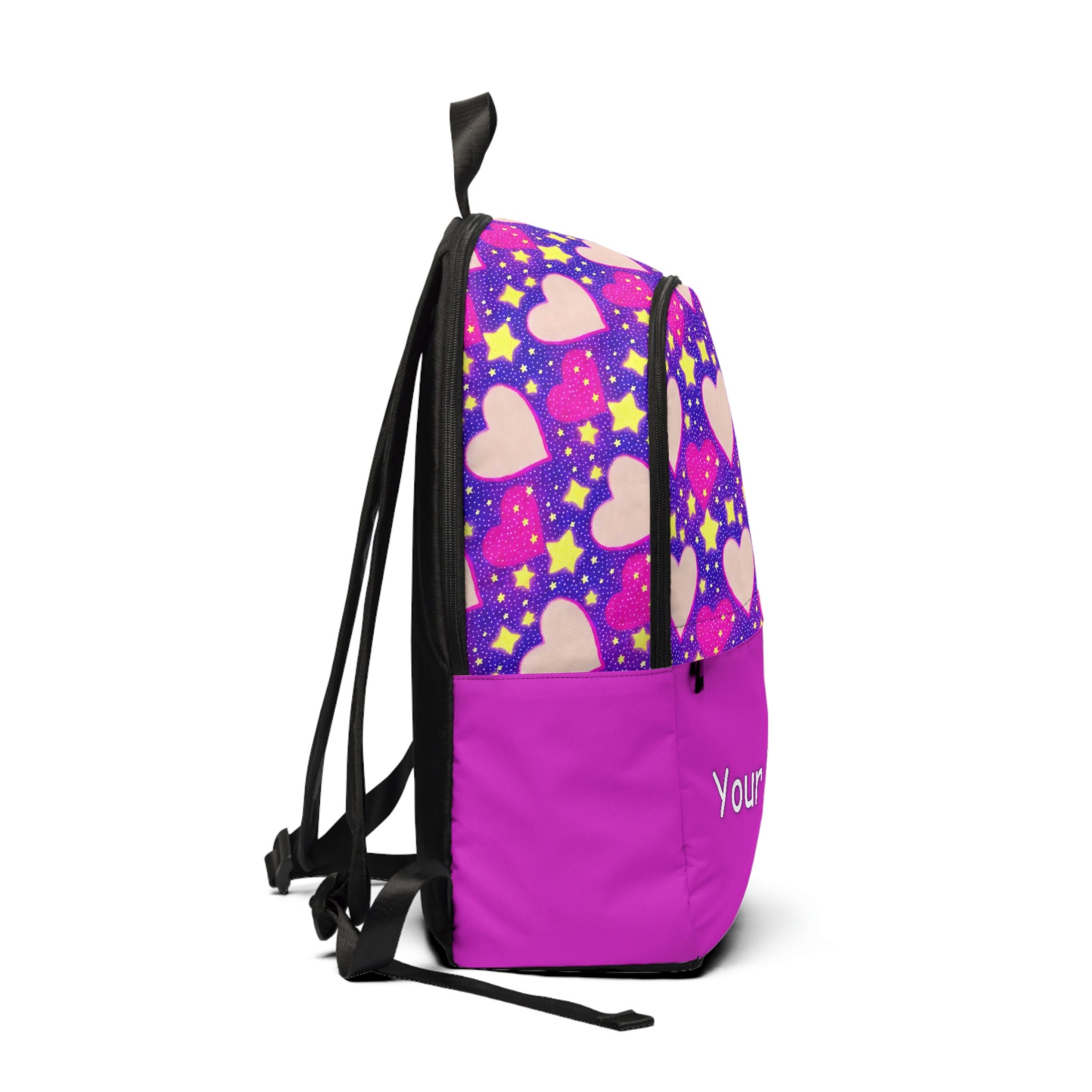 Hearts Backpack Front Zipper Accessories Storage Custom Name School Backpack