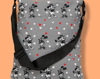 Borsa tote vintage Disney Topolino e Minnie, arte astratta