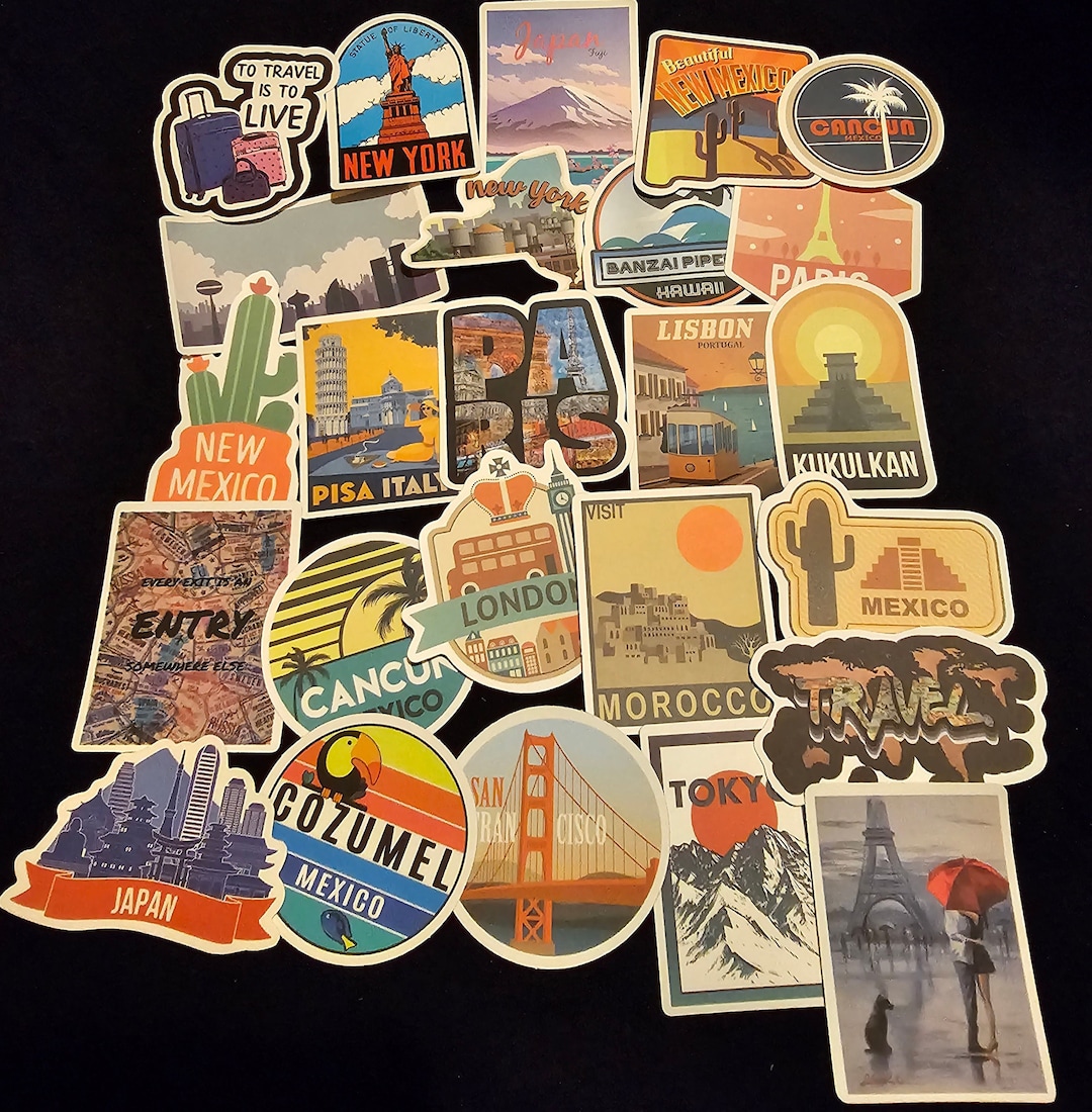 Travel Destination Stickers Set 25 Count Vacation Sticker - Etsy