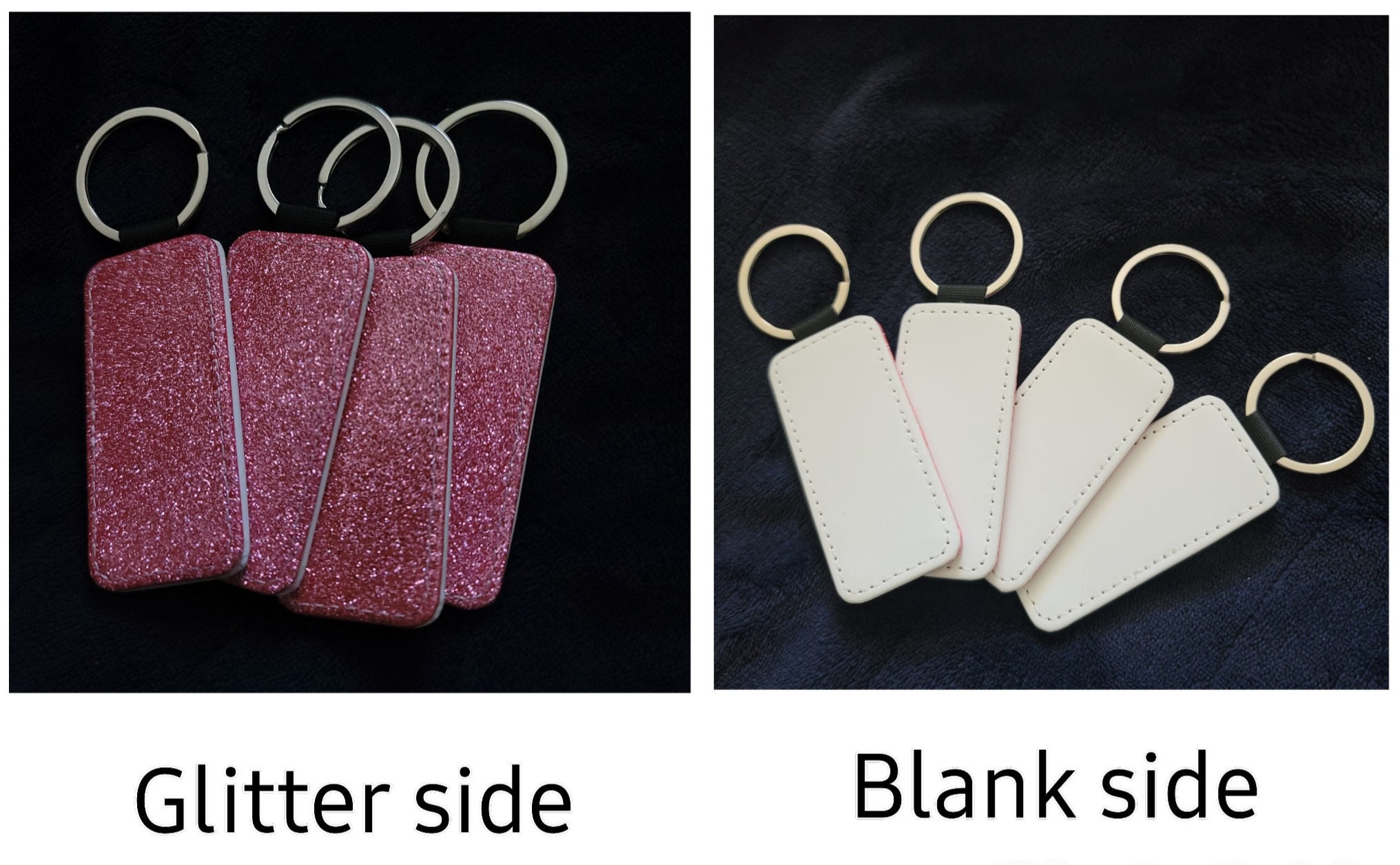 We Sub’N Sublimation Glitter Keychain (Blank) Light Pink Glitter / One (1) / Rectangular