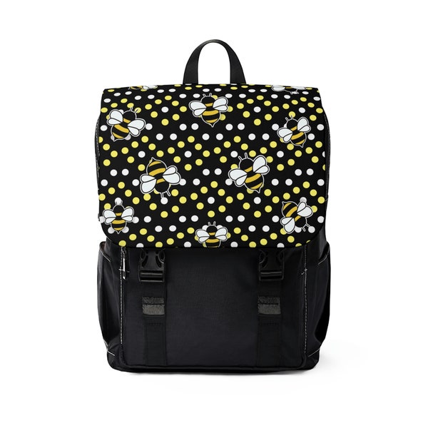 Bumble Bee Polka Dot Top Flap Backpack Back To School Accessories