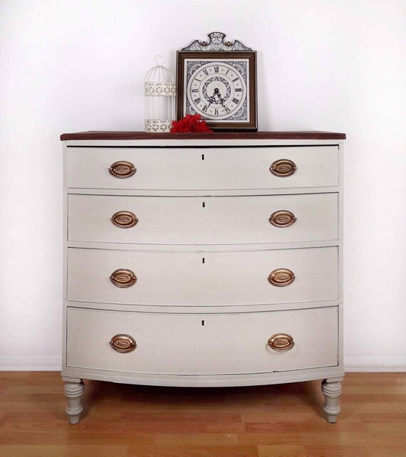 Sold Antique Georgian Bow Fronted Chest Of Drawers Etsy