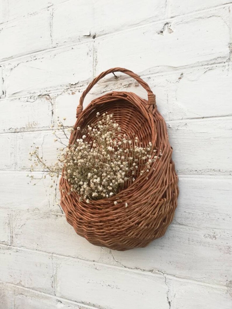 Cesta de pared de mimbre almacenamiento de tejido marrón | Etsy