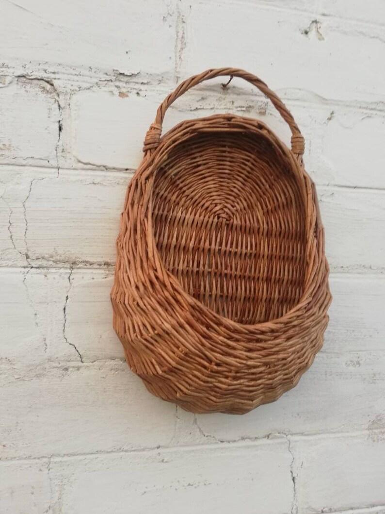 Cesta de pared de mimbre almacenamiento de tejido marrón | Etsy