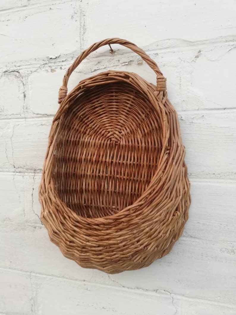 Cesta de pared de mimbre almacenamiento de tejido marrón | Etsy