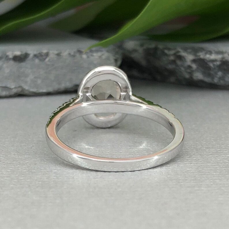 Natural Peach Morganite Ring Art Deco Oval Morganite Diamond Simulated Sterling Silver Promise Engagement Ring