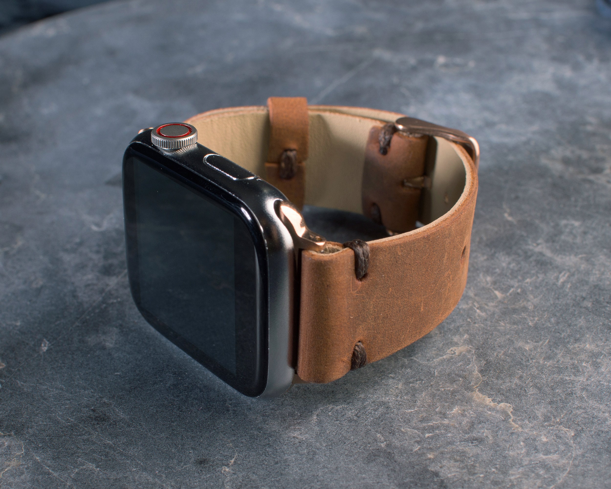 Cinnamon Apple Leather Watch Band, Personalized, Engraved  display picture 1