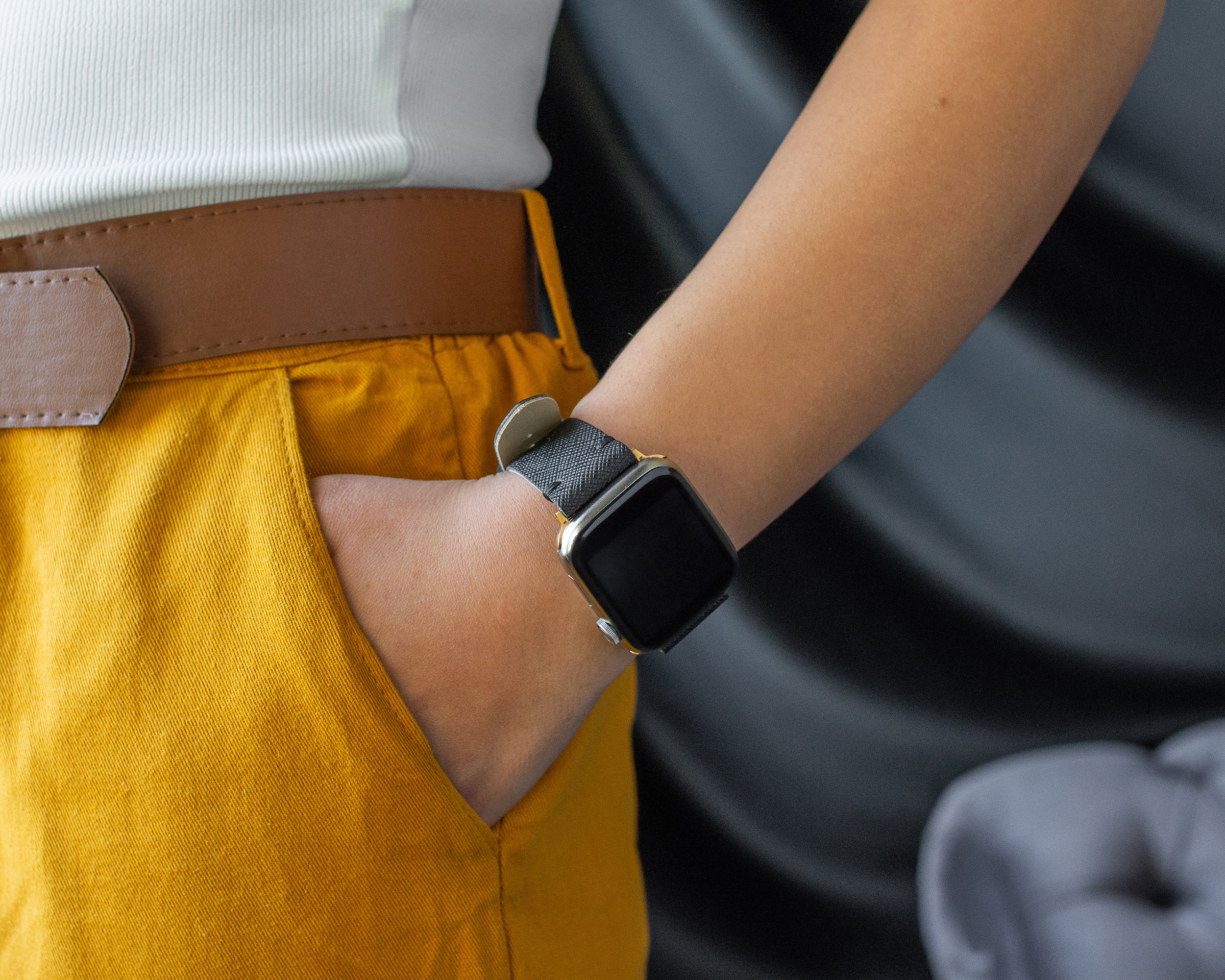 Fathers Day Gift From Son, Personalized Black Apple Leather Watch Band ...
