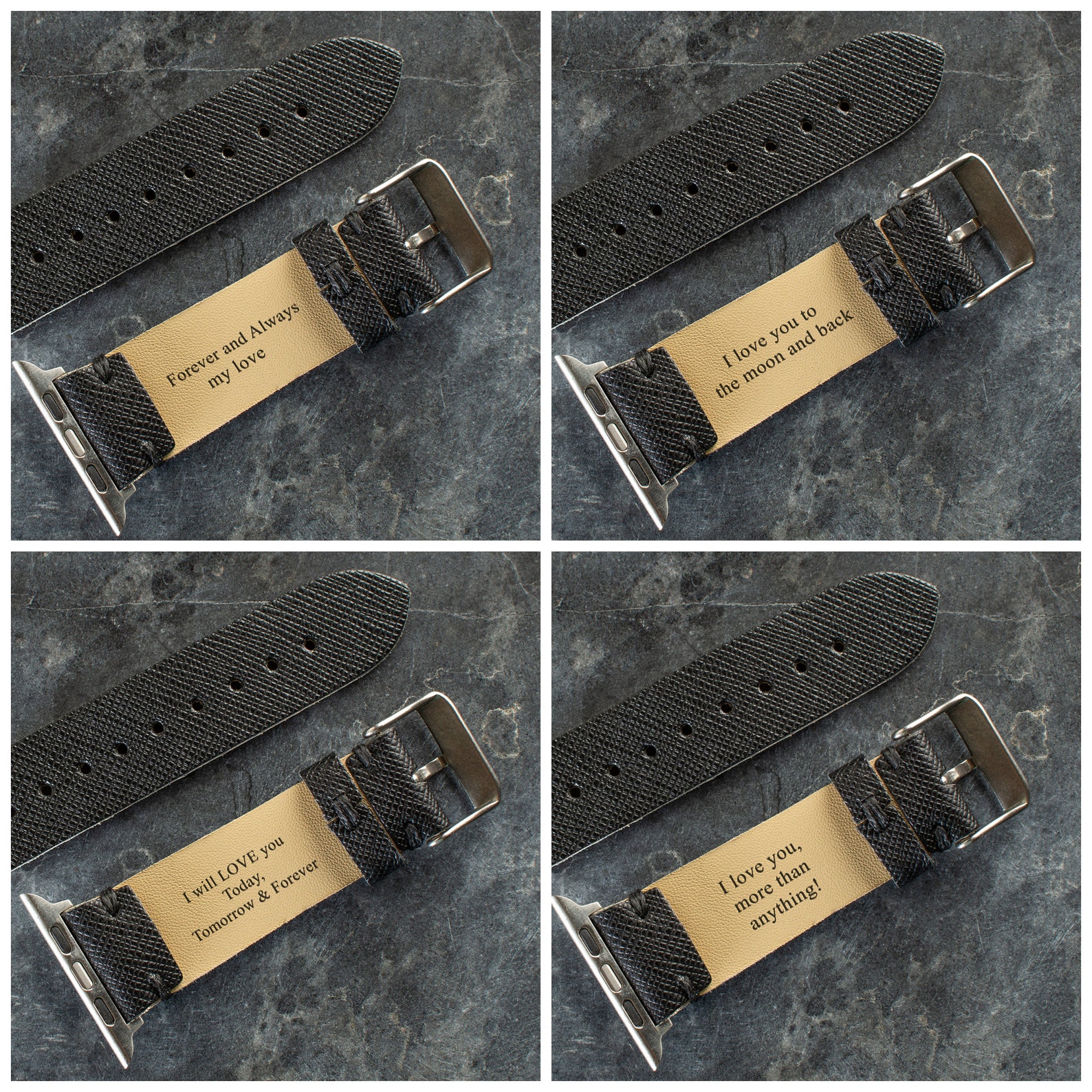 Fathers Day Gift From Son, Personalized Black Apple Leather Watch Band ...