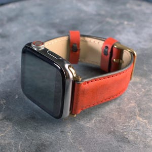 Red Leather Apple Watch Band, Personalized Watch Straps, Best Gift for Christmas, Gift for Her, Gift for Wife, Anniversary Gift