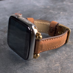Correa fina de cuero color canela para Apple Watch para mujer, correa de reloj personalizada, regalo para ella, regalo para esposa, regalo de aniversario, regalo de Navidad