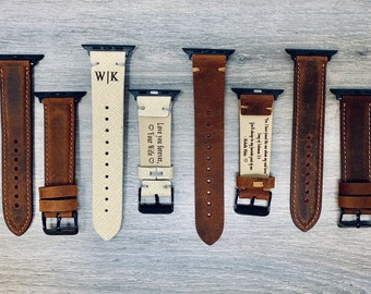 Personalized Watchband, Engraved Watchband, Leather Watchband, Gift For Him, Mens Watchband, Custom, Best Apple Watch Bands