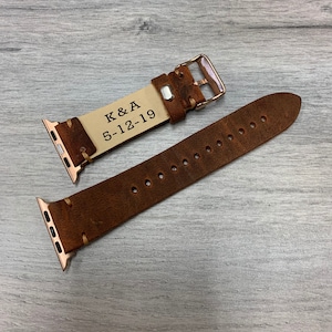 Personalized Watchband, Engraved Watchband, Leather Watchband, Gift For Him, Mens Watchband, Custom, Best Apple Watch Bands image 7