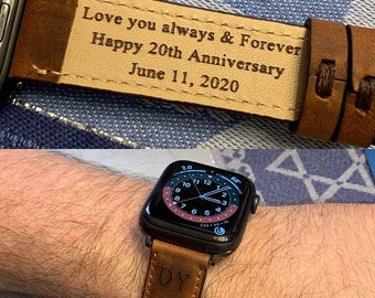 Gift for boyfriend anniversary, Personalized Watchband, Engraved Watchband, Leather Watchband, Gift For Him, Custom Watchband