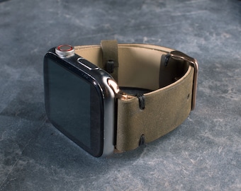 Cadeau fête des pères pour les enfants, bracelet de montre Apple en cuir olive, bracelets de montre personnalisés, cadeau pour mari, cadeau d'anniversaire, cadeau pour papa