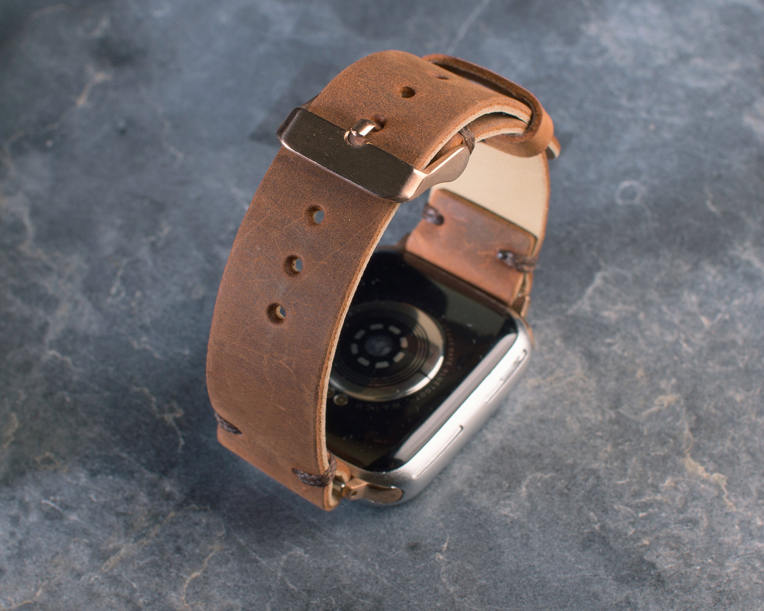 Cinnamon Apple Leather Watch Band, Personalized, Engraved  display picture 2