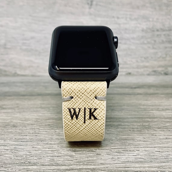 Personalized Apple Watch Band 42mm 44mm 45mm, Leather Watch  display picture 1