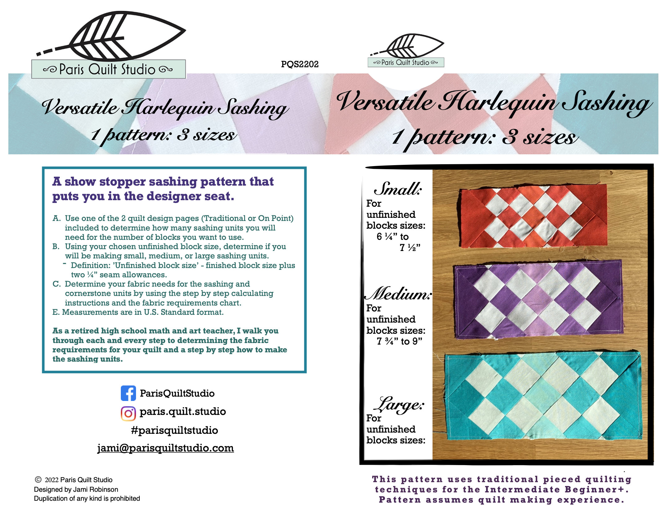 PDF Instant Download Versatile Harlequin Sashing Patchwork - Etsy