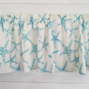 Premier Prints Sea Friends  Beach house  Waterfront Cottage Curtain  Aqua Teal Starfish 52" Valance Curtain