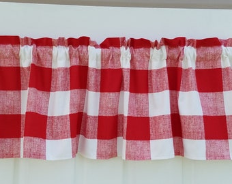 Red Gingham Valance Etsy