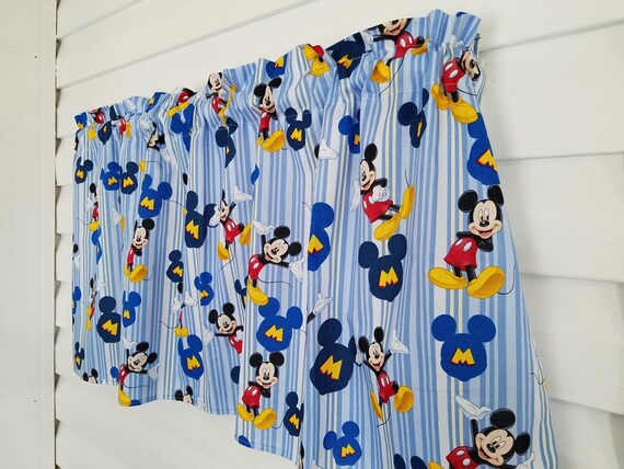 Disney Mickey Mouse Blue Stripes Boy Nursery 42 Valance Etsy
