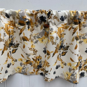 Color Me Floral Burnt Orange Yellow Mini Floral Window Treatment Panels Bedroom Bathroom Kitchen 42&quot; Valance Curtain