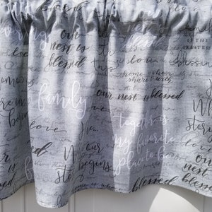 Script Words Blessings Gray Bedroom Bathroom Living room Kitchen Window Treatment Modern Panels Live Simply