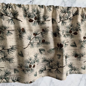 Pine Branches Gifts Acorns Valance Lodge Valance Pine Cone Panels Farmhouse Window Treatment 42” Curtain Valance