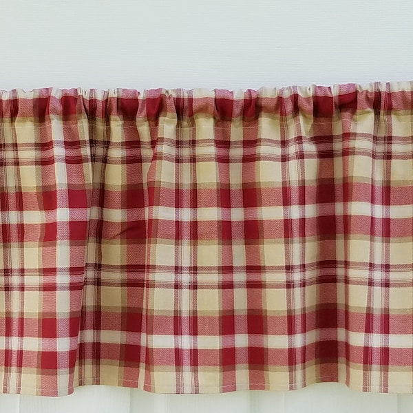 Gingham Plaid Curtain Red Linen Bathroom Bedroom Kitchen Valance Panels Farmhouse Country Window Treatment