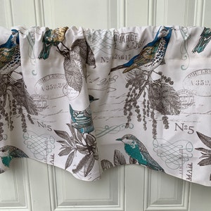 Lansing Breeze Birds Spring Blue Yellow Window Treatment Panels Modern Farmhouse Bathroom Living room Bedroom Bathroom Valance Curtain