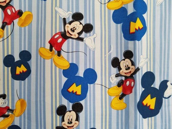Disney Mickey Mouse Blue Stripes Boy Nursery 42 Valance Etsy