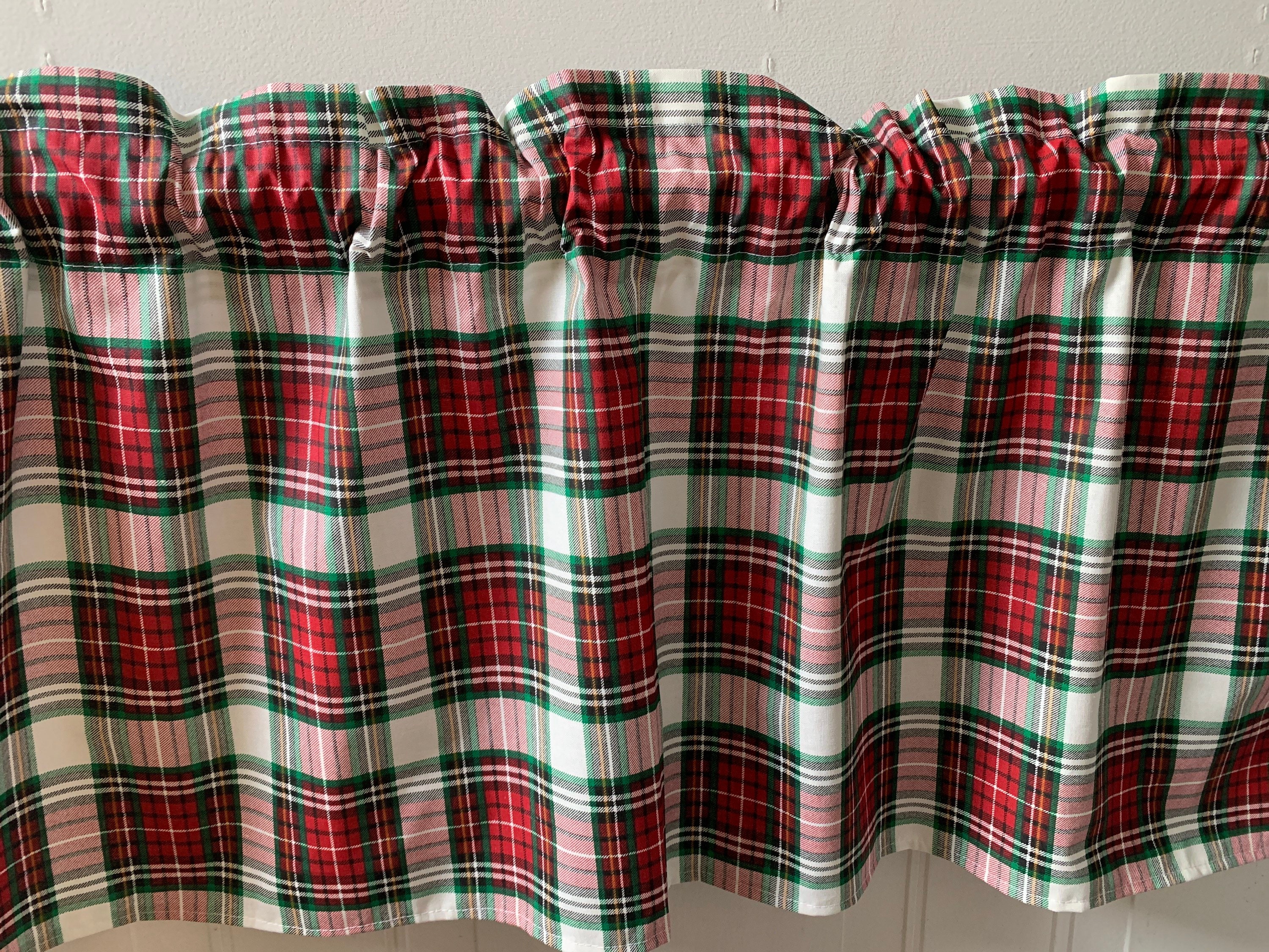  ZJDECOR Green and White Buffalo Plaid Check Kitchen Valance for  Windows, Farmhouse Gingham Plaid Adjustable Tie Up Curtains for Bathroom  Cafe Small Window, Rod Pocket, 56 x 18, Green/White : Clothing