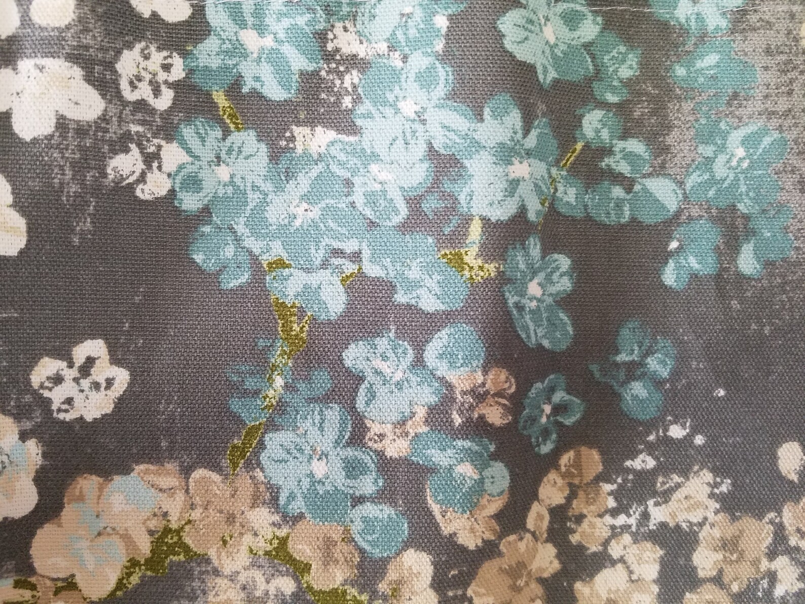 Teal Mini Floral Curtain Dewdrop Mineral Gray Panels Bedroom | Etsy