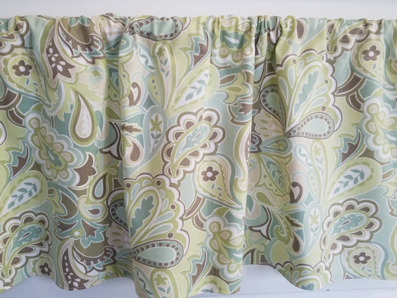 Home Decor Fabric Paisley Cream Pastel Green Beige Blue Etsy