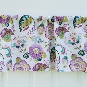 Colonial Flower Lavender Floral Paisley Bathroom Living room Dining room Bedroom.  42&quot; Valance Curtain