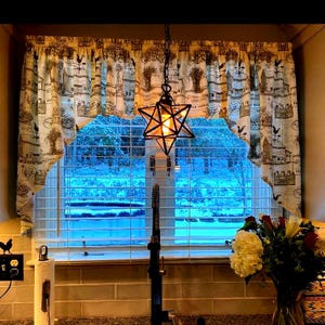 Farmhouse Swag Tie Rooster Barn Window Treatment Panels Kitchen Curtain Vintage Rustic Valance 42&#39;W