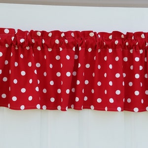 Large Dots Lipstick Red and White Polka Dot 52" Valance Curtain Girls room Nursery Any Room