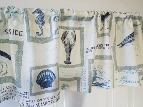 Indoor /& Outdoor Beach Bird Coastal Patio Sea horse Porch Beach house Home Living Outdoor 52 Valance Curtain