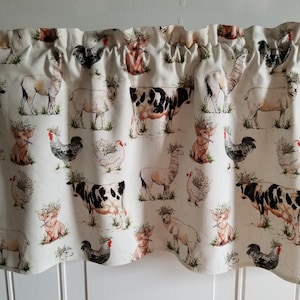 Fancy on the Farm Country Sheep Window Treatment Panels Farmhouse Rustic Valance Curtain