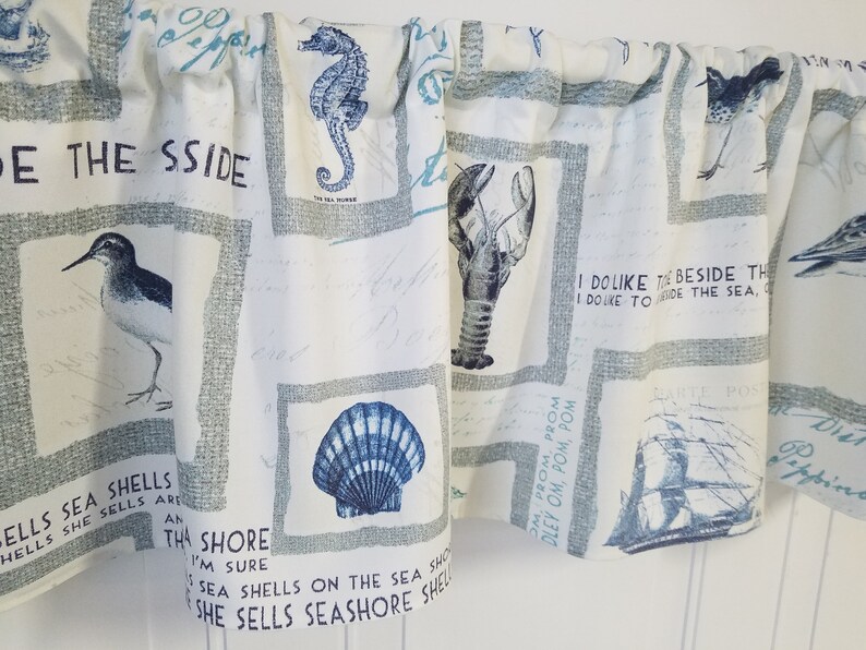 Indoor /& Outdoor Beach Bird Coastal Patio Sea horse Porch Beach house Home Living Outdoor 52 Valance Curtain